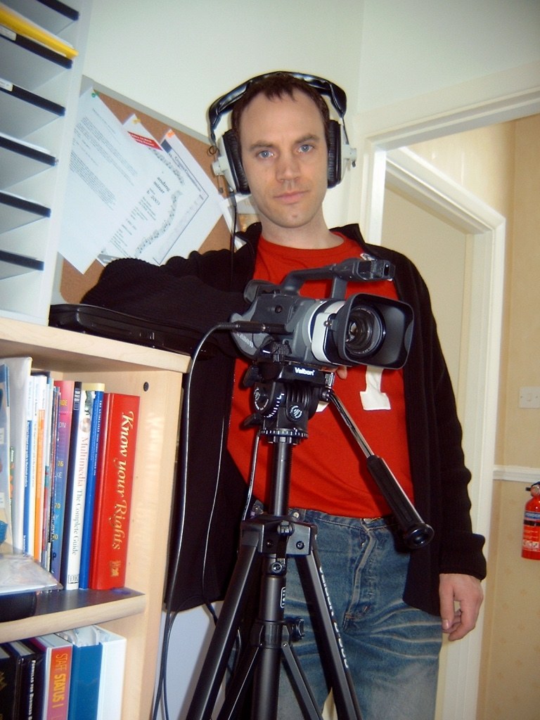 Paul Cruse with the Canon XM1 camcorder and Velbon tripod