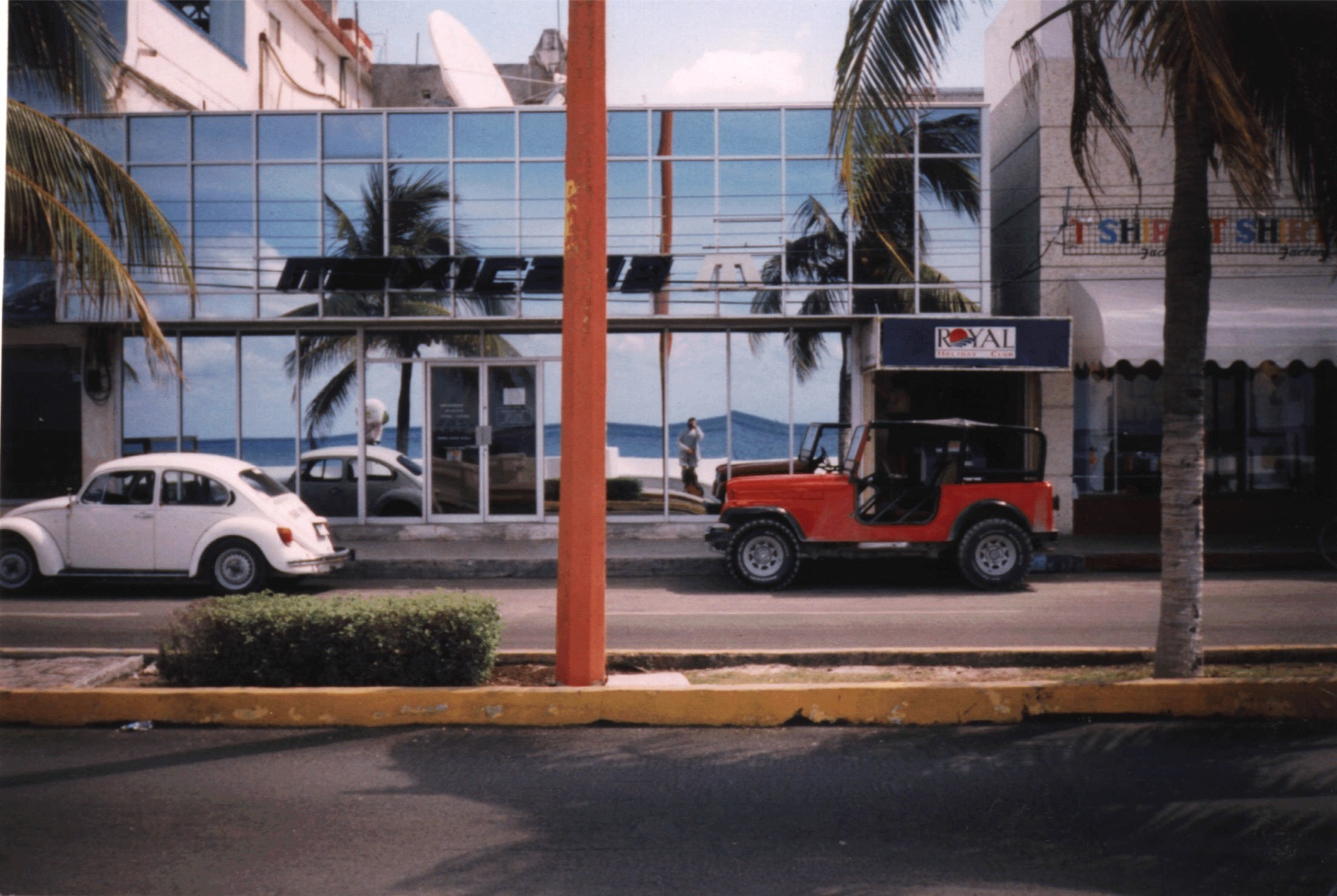 The glass-fronted building in Cozumel where the I'm Better Now photograph was made