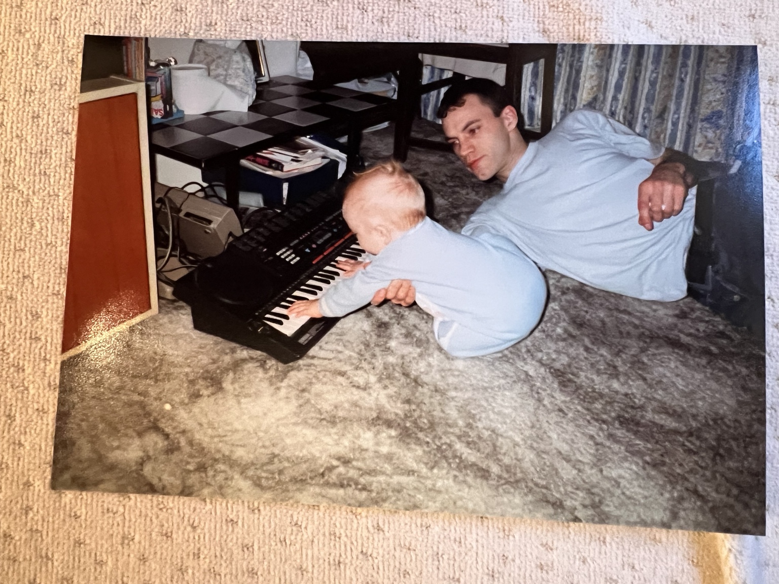 Amruze at a keyboard with Paul Cruse