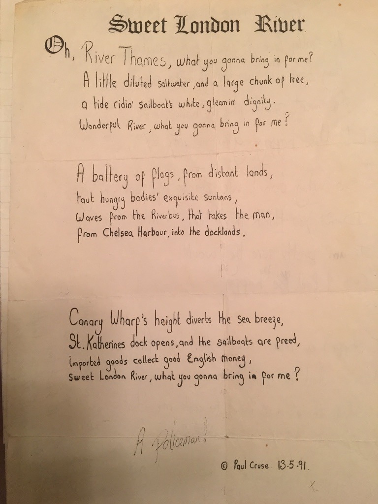 Original Sweet London River manuscript