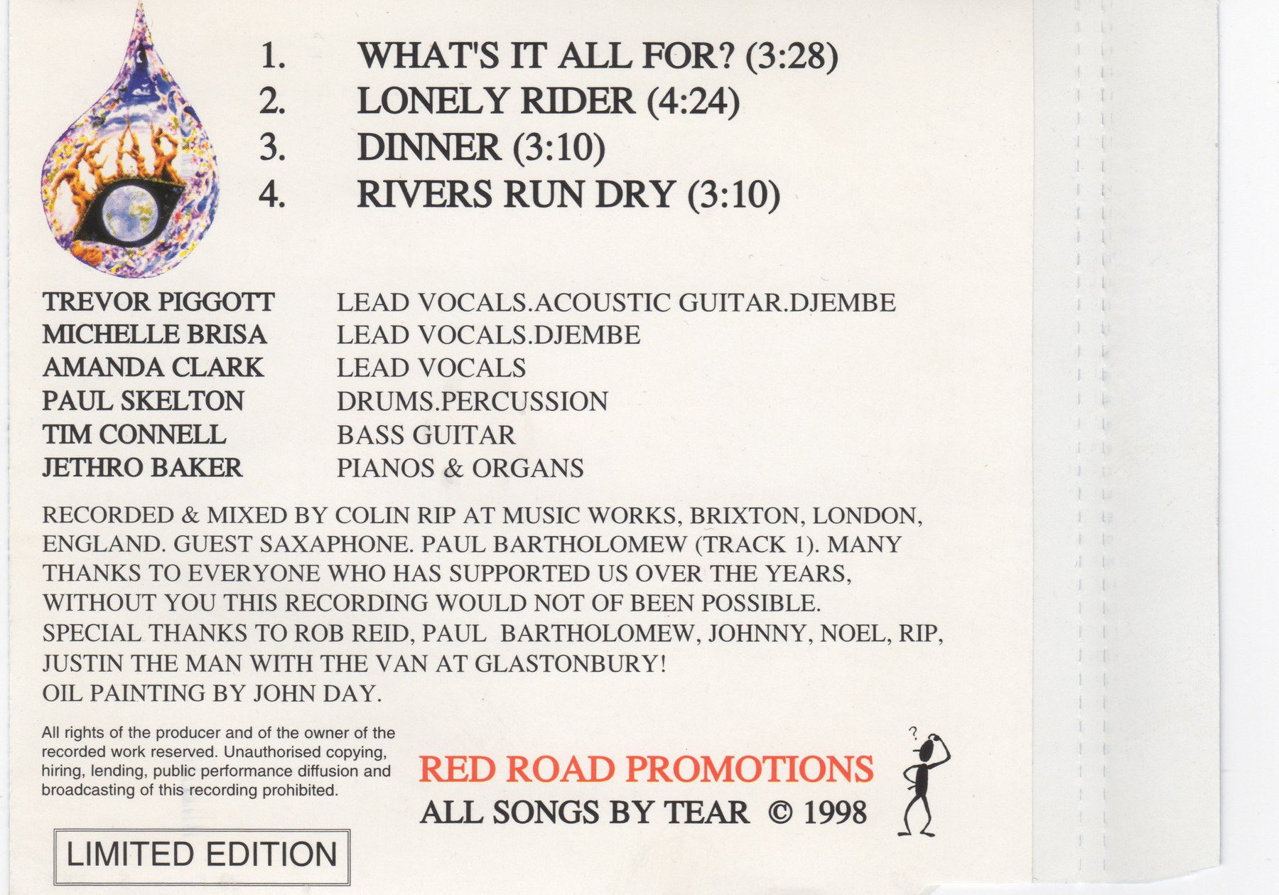 Original Tear What's It All For? sleeve credits